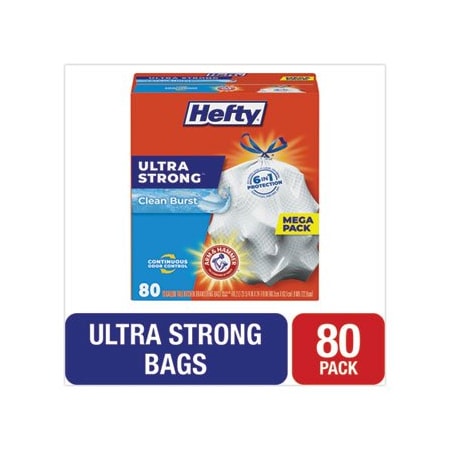 Hefty ULTRA STRONG SCENTED TALL WHITE KITCHEN BAGS, 13 GAL, 0.9 MIL, 23.75in X 24.88in, WHITE, 80/BOX E88356